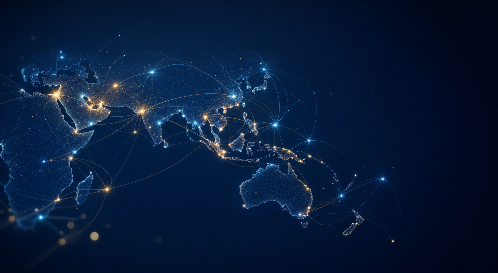 Abstract network connecting markets across APAC and MENA